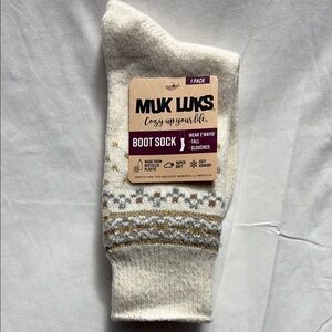 MUK LUKS Cream Boot Sock. Super Soft Cozy and Comfortable